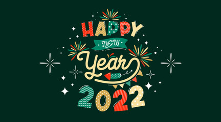 Happy new year 2022 typography background illustration vector