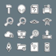 Poster - set line mobile recording, loading, ufo abducts cow, unknown document, search location, search, hamm