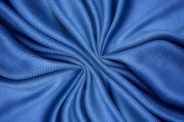 Wall Mural - Close-up texture of natural blue fabric or cloth in same color. Fabric texture of natural cotton or silk or wool textile material. Blue canvas background.