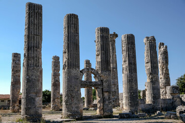 Wall Mural - Zeus Olbios Temple, ancient Anatolian architecture of the Hellenistic period in the Roman province of Isauria, in present-day Uzuncaburc, Silifke, Mersin, Turkey