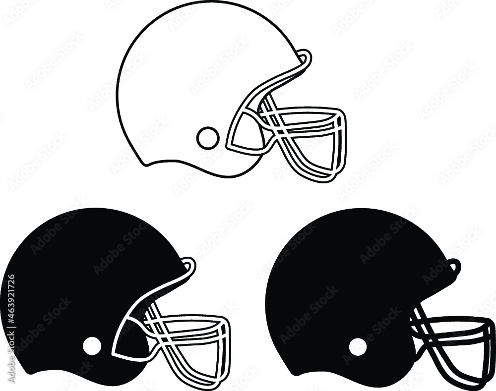 Football Helmet Clipart Set - Outline and Silhouette Stock Vector ...