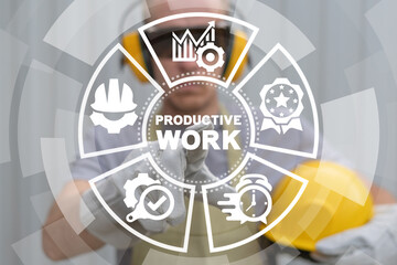 Industry concept of productive work. Industrial worker enhance productivity and efficiency.