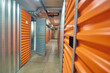 Open door in modern storage boxes in warehouse