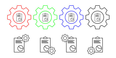 Poster - Report vector icon in gear set illustration for ui and ux, website or mobile application