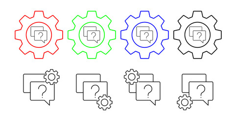 Poster - Chat, question mark, seo vector icon in gear set illustration for ui and ux, website or mobile application
