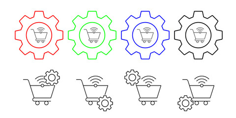 Poster - Shopping cart, wifi, seo vector icon in gear set illustration for ui and ux, website or mobile application