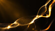 Gold particles spark wave flow background. Flicker particle on black background. digital abstract background. 3d rendering