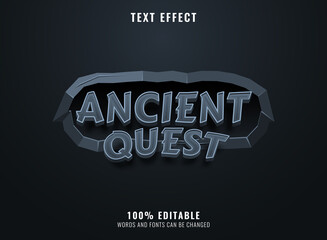 Wall Mural - 3d ancient quest with stone frame game logo title text effect