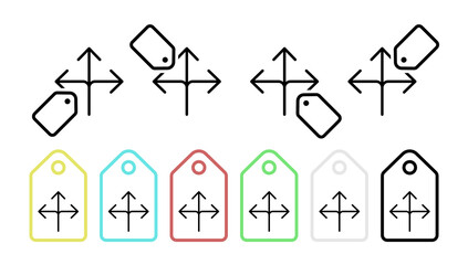 Poster - Arrows of direction vector icon in tag set illustration for ui and ux, website or mobile application