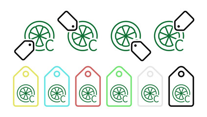 Poster - Vitamin, citrus green vector icon in tag set illustration for ui and ux, website or mobile application