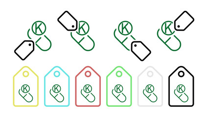 Poster - Vitamin k green vector icon in tag set illustration for ui and ux, website or mobile application