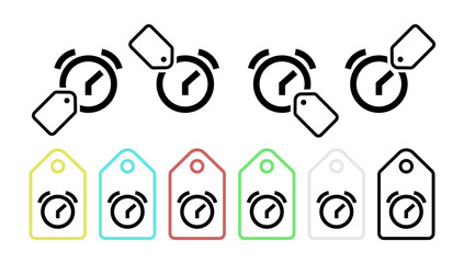 Poster - Alarm vector icon in tag set illustration for ui and ux, website or mobile application