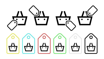 Poster - Basket vector icon in tag set illustration for ui and ux, website or mobile application