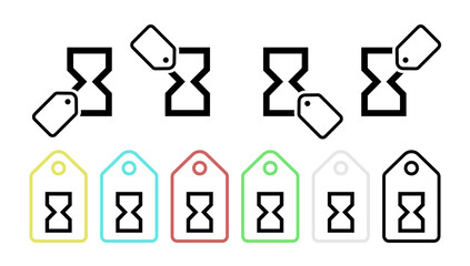 Poster - Empty, hourglass vector icon in tag set illustration for ui and ux, website or mobile application