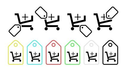 Poster - Add, cart vector icon in tag set illustration for ui and ux, website or mobile application