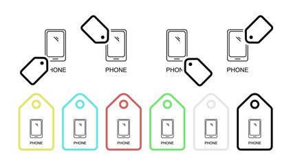 Fototapete - Smart phone line vector icon in tag set illustration for ui and ux, website or mobile application