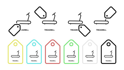 Sticker - Treadmill vector icon in tag set illustration for ui and ux, website or mobile application