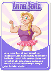 Sticker - Character game card template with word Anna Bolic