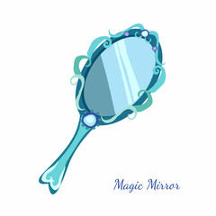 Magic mirror, wizard attribute for halloween. Cartoon vector illustration