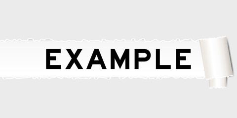 Wall Mural - ripped gray paper background that have word example under torn part