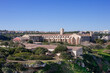 L'Illa del Rei Hospital Island in the middle of the main navigable entry channel to Mahon in Menorca in the Mediterranean Sea