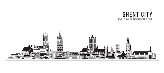 Cityscape Building Abstract Simple shape and modern style art Vector design - Ghent city