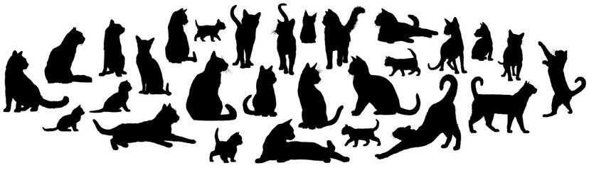 Naklejka na meble Cats and kittens vector silhouettes collection