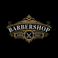 Wall Mural - barbershop vintage style logo template