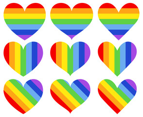 Sticker - Set of different shapes of rainbow heart