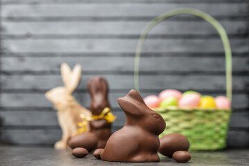 Wall Mural - Delicious Easter chocolate bunny, eggs and sweets