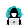 Hacker with laptop criminal security internet