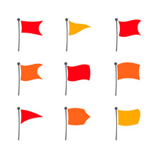 Set Of Red Flag Icons Vector Illustration