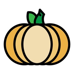 Sticker - Plant pumpkin icon. Outline plant pumpkin vector icon color flat isolated