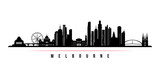 Fototapeta  - Melbourne skyline horizontal banner. Black and white silhouette of Melbourne, Australia. Vector template for your design.
