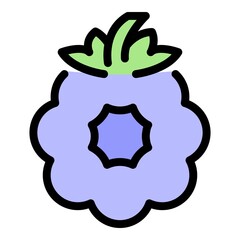 Sticker - Fruit blackberry icon. Outline fruit blackberry vector icon color flat isolated