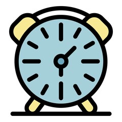 Poster - Alarm clock icon. Outline alarm clock vector icon color flat isolated