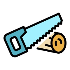 Poster - Hand saw icon. Outline hand saw vector icon color flat isolated