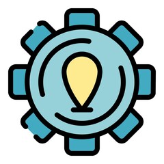 Poster - Gear shop location icon. Outline gear shop location vector icon color flat isolated