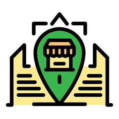 Poster - street shop location icon. outline street shop location vector icon color flat isolated