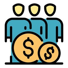 Poster - Group of businessman icon. Outline group of businessman vector icon color flat isolated