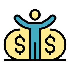Poster - Happy businessman icon. Outline happy businessman vector icon color flat isolated