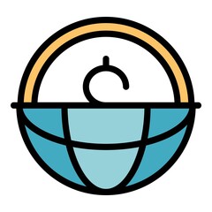 Poster - Global business money icon. Outline global business money vector icon color flat isolated