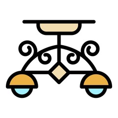 Poster - Room ceiling lamp icon. Outline room ceiling lamp vector icon color flat isolated