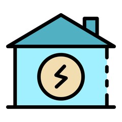 Poster - Electrician in house icon. Outline electrician in house vector icon color flat isolated