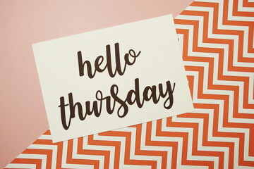 Wall Mural - hello thursday card typography text on pink background