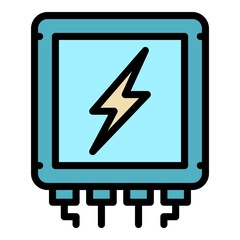 Poster - Electric cable box icon. Outline electric cable box vector icon color flat isolated
