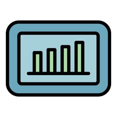 Poster - Tablet finance graph icon. Outline tablet finance graph vector icon color flat isolated