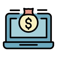 Poster - Online money icon. Outline online money vector icon color flat isolated