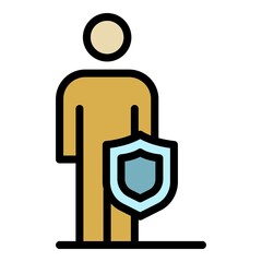 Poster - Protected man icon. Outline protected man vector icon color flat isolated
