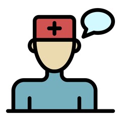 Poster - family doctor chat icon. outline family doctor chat vector icon color flat isolated